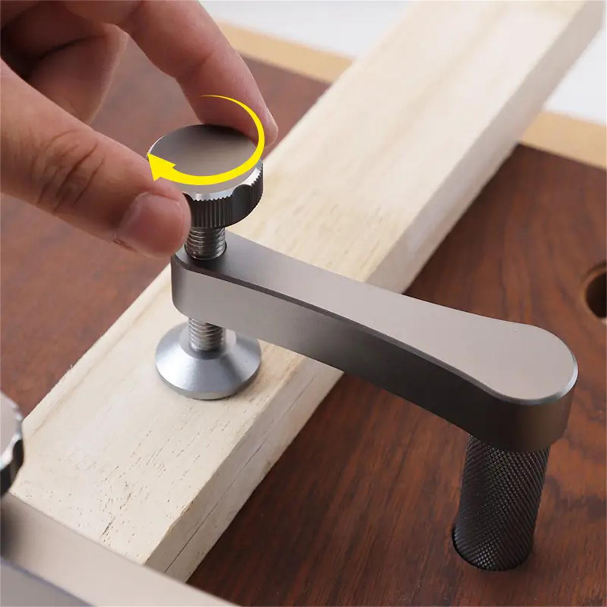 2PCS Workbench Dog Hole Clamp Set With Anti-Slip Pad Woodworking Desktop Fixed Clip Aluminum Alloy Quick Acting Hold Down Clamp