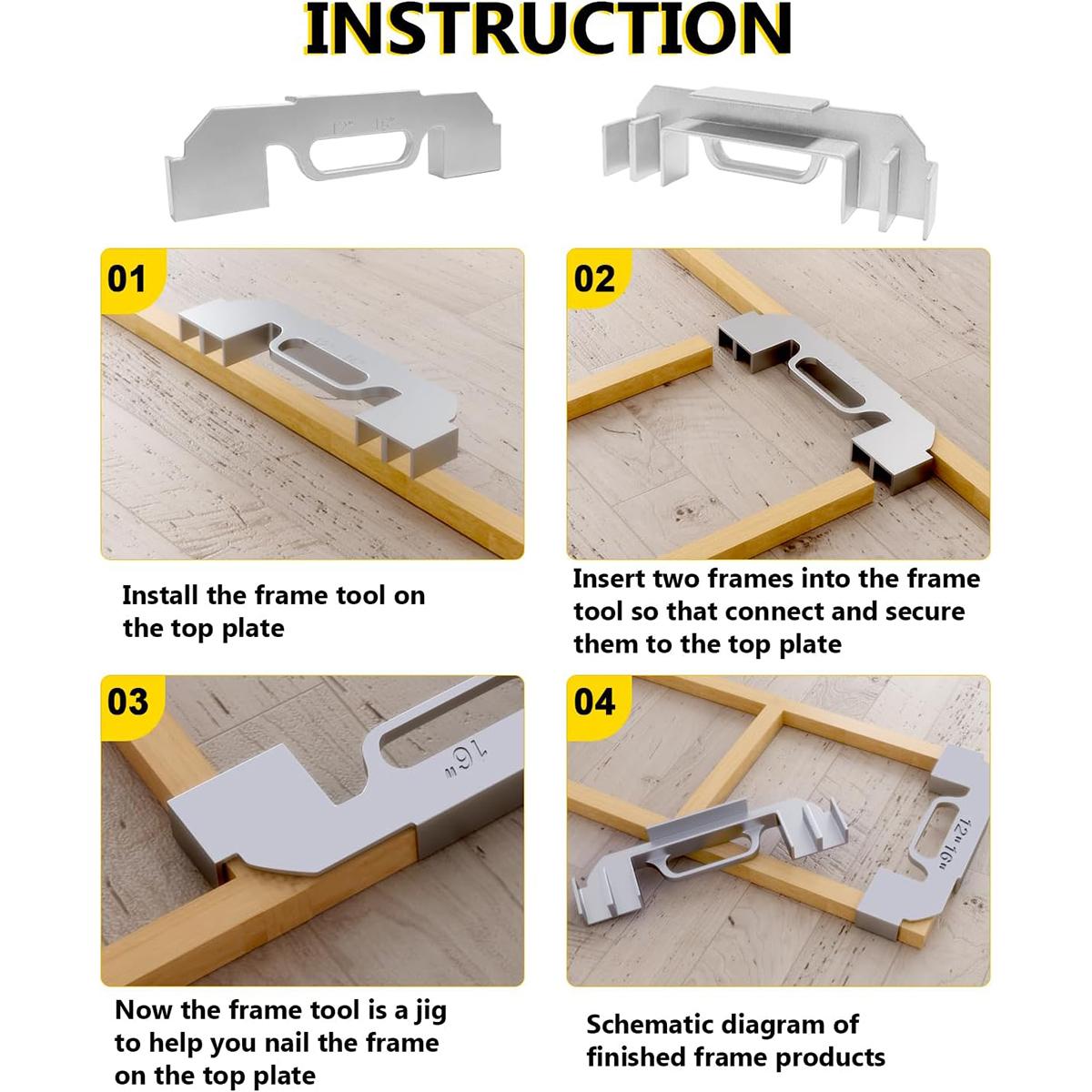 3 in 1 Framing Spacing Tool 12/14/16 Precision On-Center Framing Stud Layout Tool for Framing Walls / Roofs / Floors / Ladders