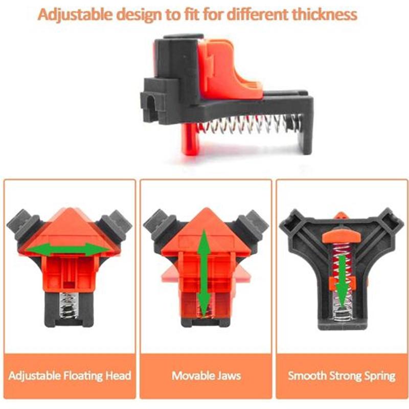 4pcs 90 Degree Corner Clamp Adjustable Right Angle Clamp Woodworking Clip Clamp