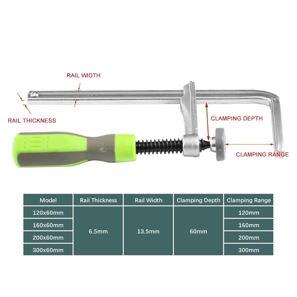 Guide Rail Clamps 120/160/200/300mm With Plastic Handle Screw Action Arm For Woodworking MFT Table Track Saw Rails