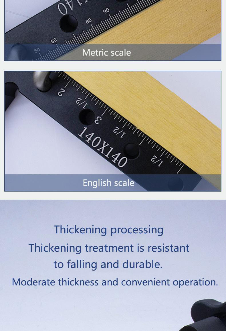 Woodworking Clamp Right Angle Ruler 90 degrees L-Shape Dual Imperial & Metric Scales Wear-Resistant Woodworking Tool for Precision Measurements