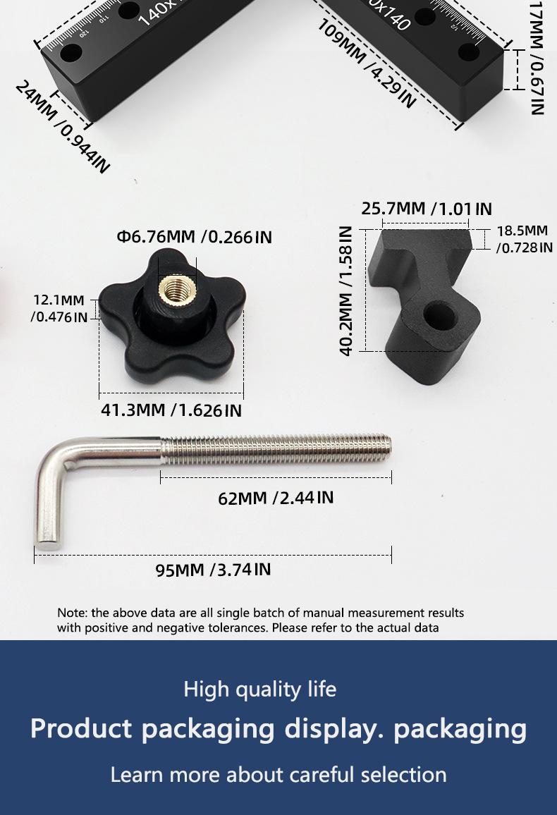 Woodworking Clamp Right Angle Ruler 90 degrees L-Shape Dual Imperial & Metric Scales Wear-Resistant Woodworking Tool for Precision Measurements