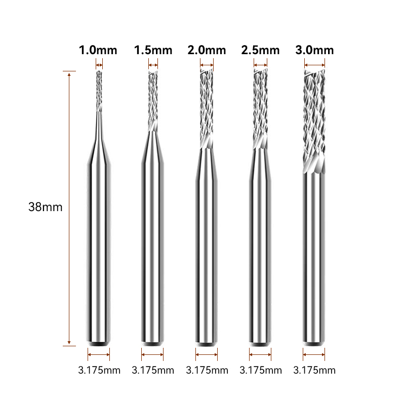 1.0 1.5 2.0 2.5 3.0mm PCB Engraving Milling Cutter Carbide Bits