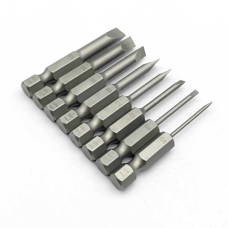 1/4 Inch 6.35mm 8pcs 1.5 / 2.0 / 2.5 / 3.0 / 4.0 / 4.5 / 5.0 /6.0mm Flat Head Screw driver