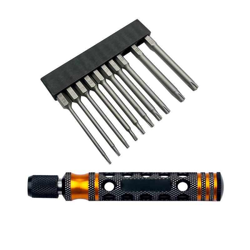 10pcs 1/4 Inch 6.35mm Length 75mm Plum Magnetic Screw Driver Bits Sets T6 T7 T8 T9 T10 T15 T20 T25 T27 T30 Hex Shank
