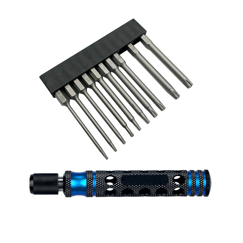 10pcs 1/4 Inch 6.35mm Length 75mm Plum Magnetic Screw Driver Bits Sets T6 T7 T8 T9 T10 T15 T20 T25 T27 T30 Hex Shank