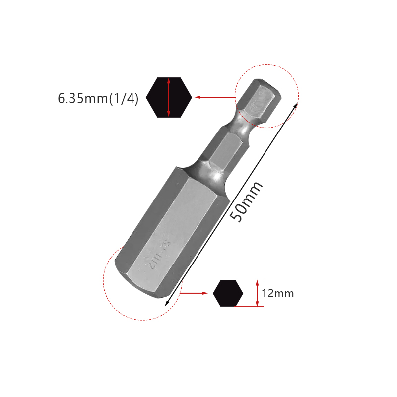 50mm 1.5 2.0 2.5 3.0 4.0 5.0 6.0 8.0 10 12mm Hex Key Allen Screwdriver Bits Magnetic 1/4 6.35mm Quick Change Impact Driver