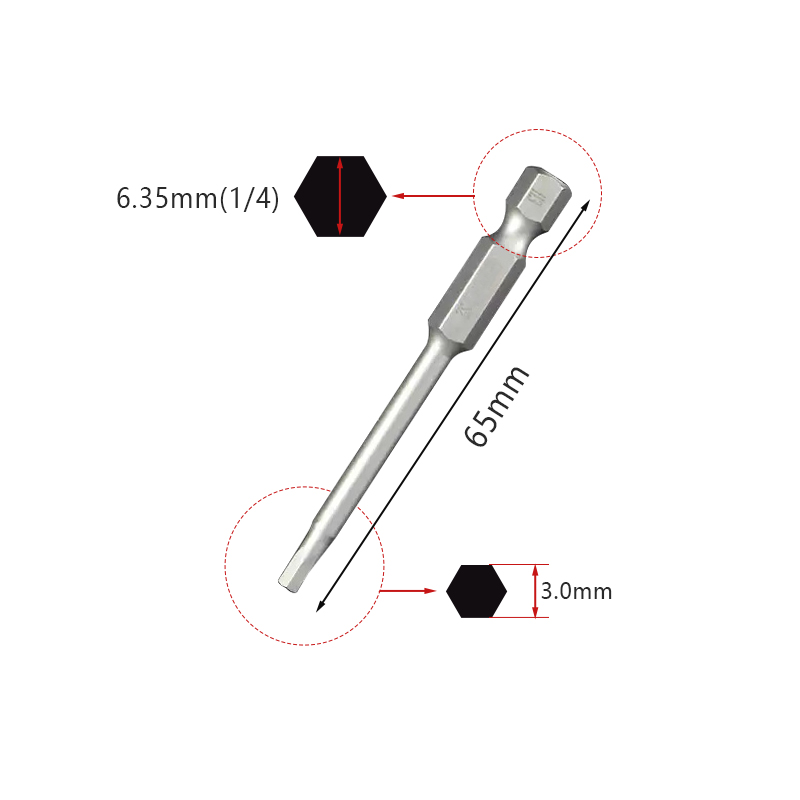 65mm 1.5 2.0 2.5 3.0 4.0 5.0 6.0mm Hex Key Allen Screwdriver Bits Magnetic 1/4 6.35mm Quick Change Impact Driver
