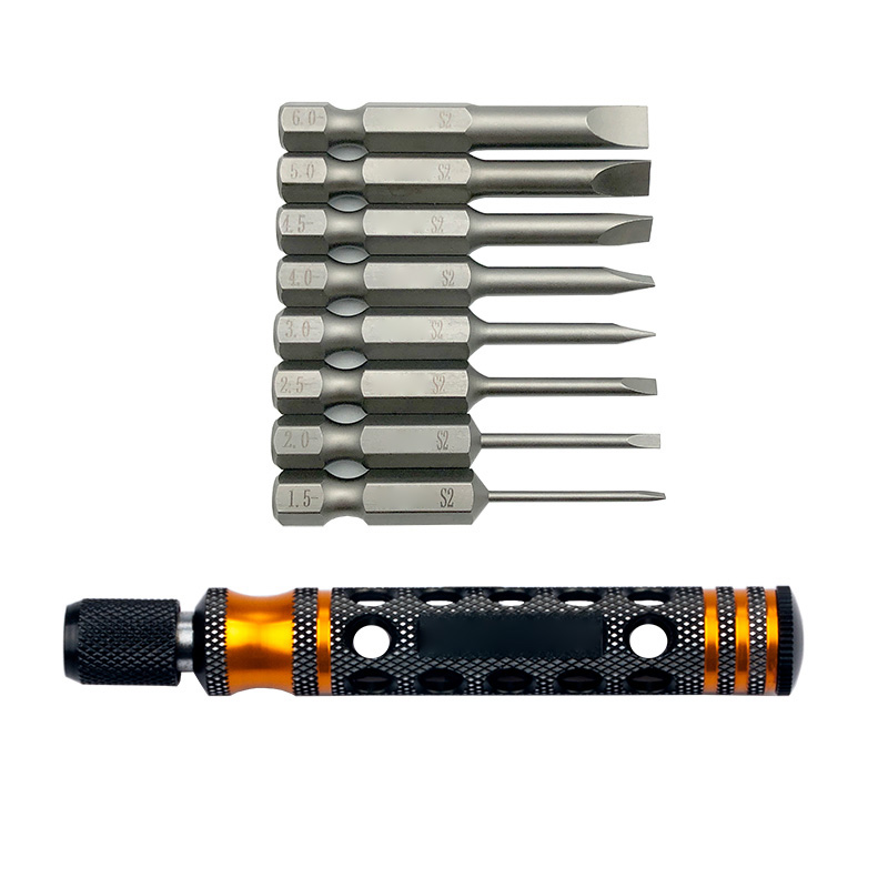 8pcs 1/4 Inch 6.35mm Length 50mm 1.5 / 2.0 / 2.5 / 3.0 / 4.0 / 4.5 / 5.0 /6.0mm Flat Head Screw driver