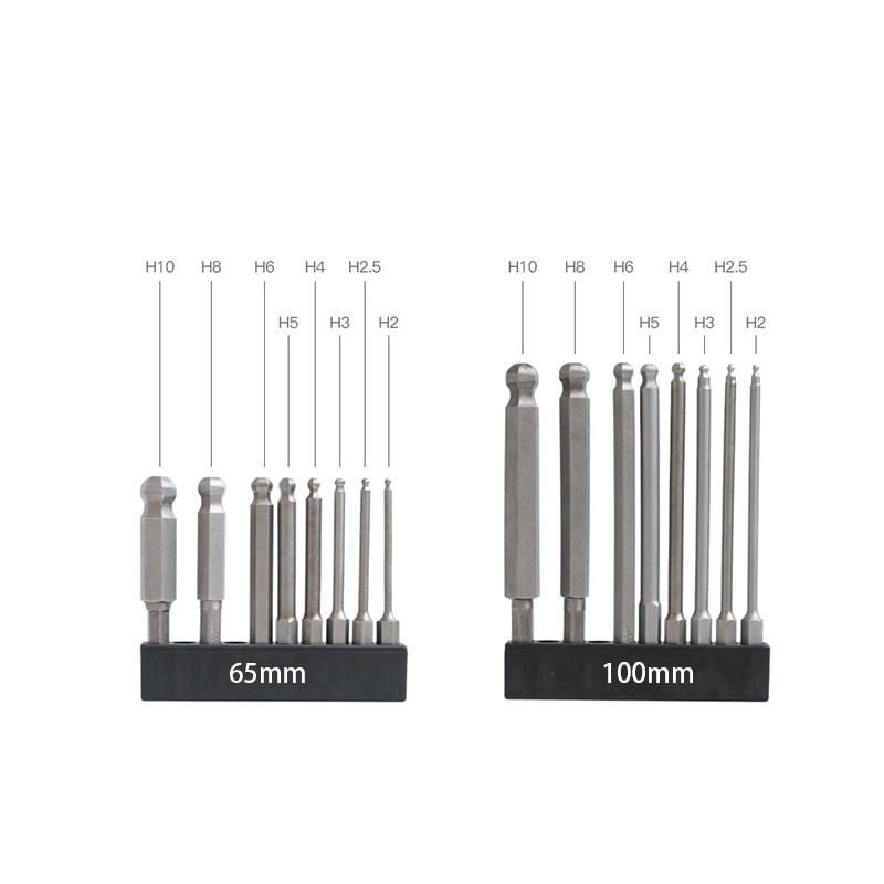 8pcs S2 1/4 Inch 6.35mm Ball Point Bits Set Screwdriver Bit Ball End Hex Allen Bit wrench Tool