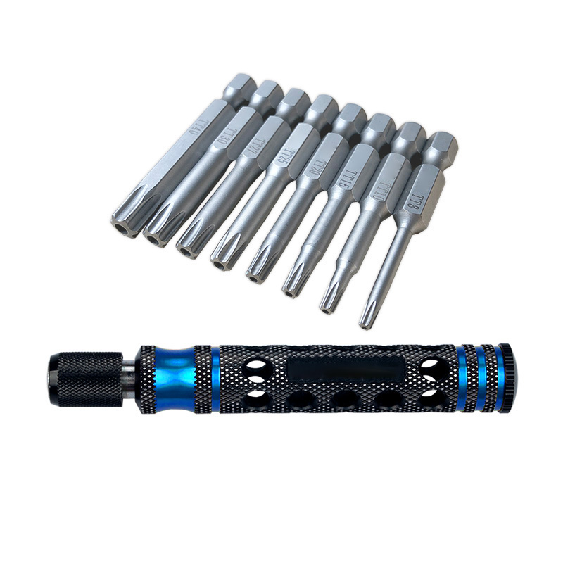 TP8/TP10/TP15/TP20/TP25/TP27/TP30/TP40 1/4inch 6.35mm L50mm Torx Head Bits with handle for Electric Screwdriver