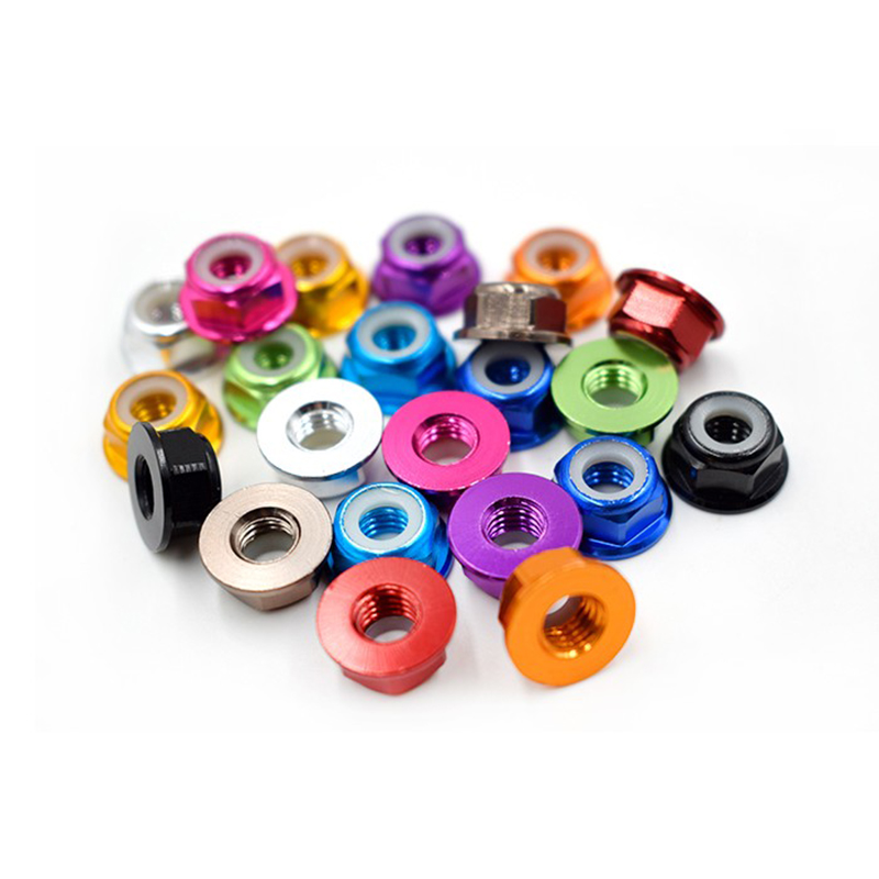 CW CCW 50pcs M5x4.5mm Lock Nuts Flanged Nylon Insert Aluminum Alloy Self-Locking Nuts