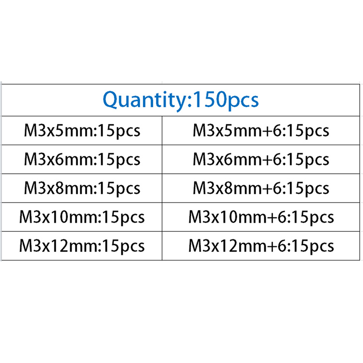 Brass Hex Spacer Set 5~12mm (M3) 150pcs
