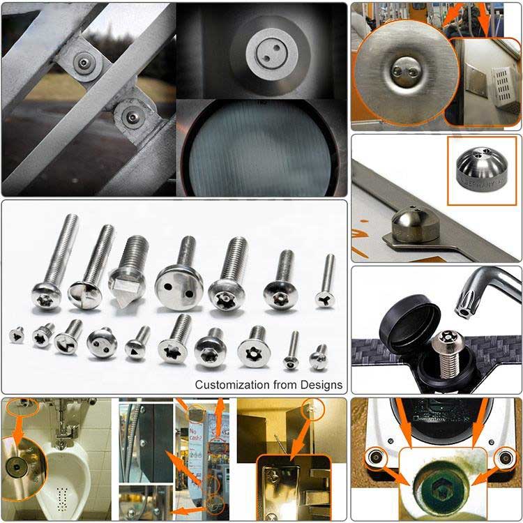 Stock Size Anti-theft SS304 Hex Driver Socket with Pin Button Head M5 M6 M8 Security Screw 1500Pcs