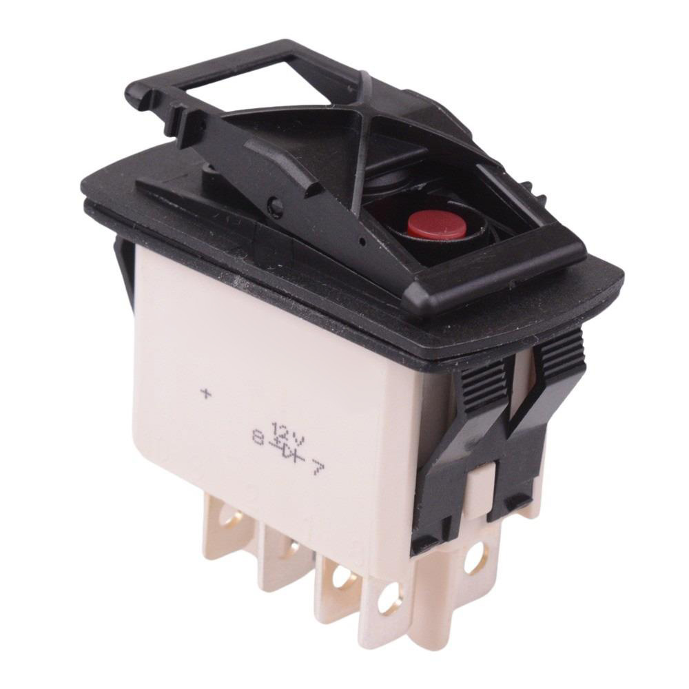 KR46CAKDXG On-On Auto Rocker Switch Red 12V illuminated DPDT IP68