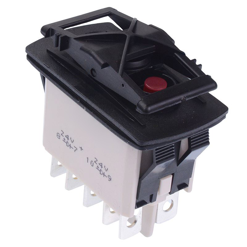 KR49CAKJJG On-Off-On Red 24V LED Auto Rocker Switch DPDT IP68