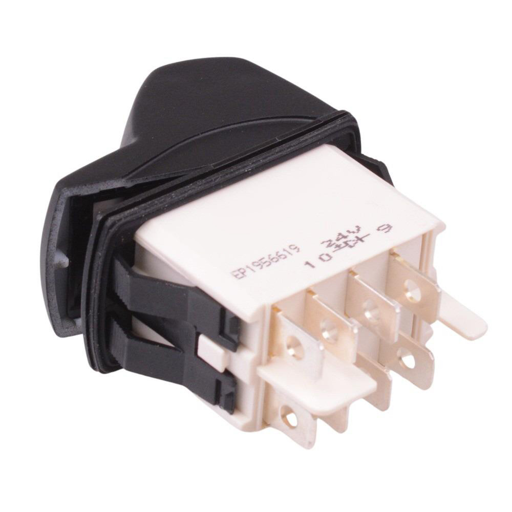 KL46CAKLG225N01A6 On-On Yellow 24V illuminated Locking Rocker Switch DPDT IP68