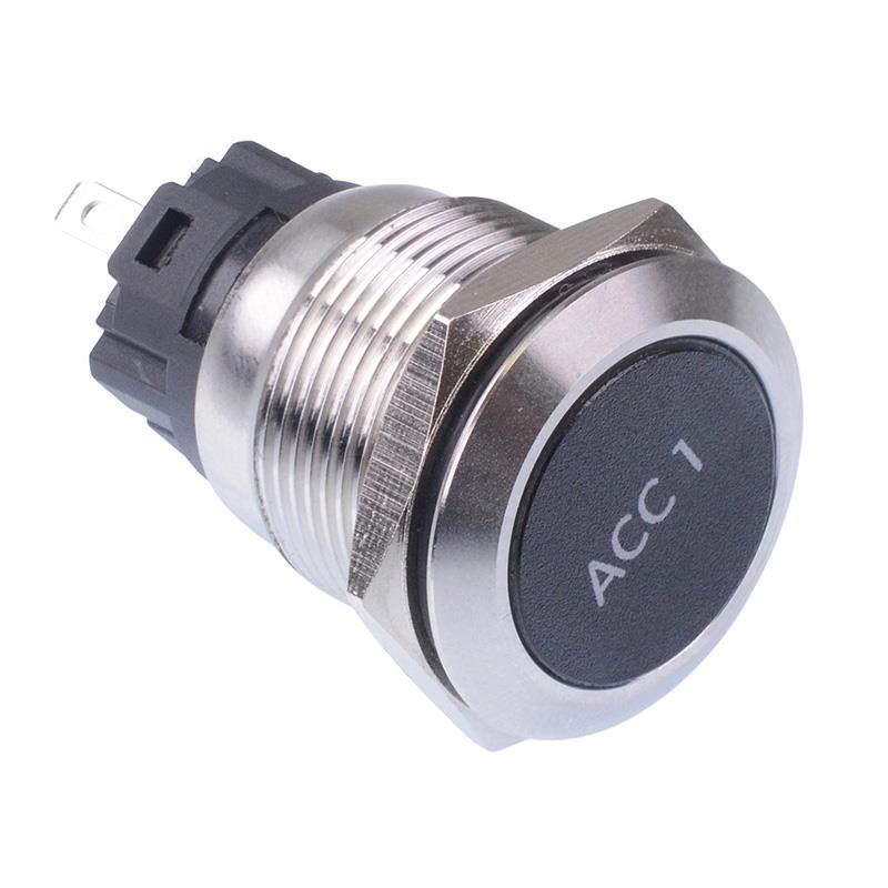 Accessory 1' Blue LED Latching 19mm Vandal Push Button Switch SPDT 12V