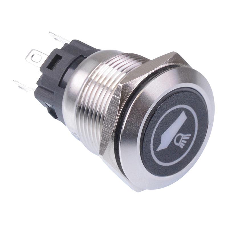 Boat Light' Blue LED Momentary 19mm Vandal Push Button Switch SPDT 12V