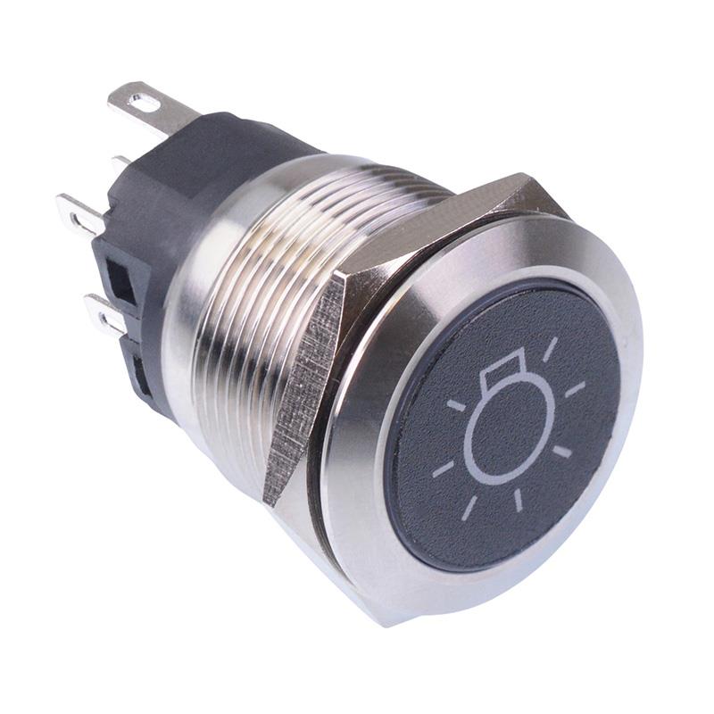 Cabin Light' Red LED Latching 22mm Vandal Push Button Switch SPDT 12V