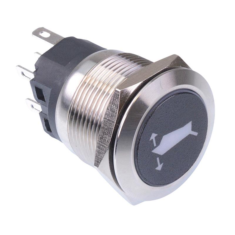 Flap' White LED Latching 22mm Vandal Push Button Switch SPDT 12V