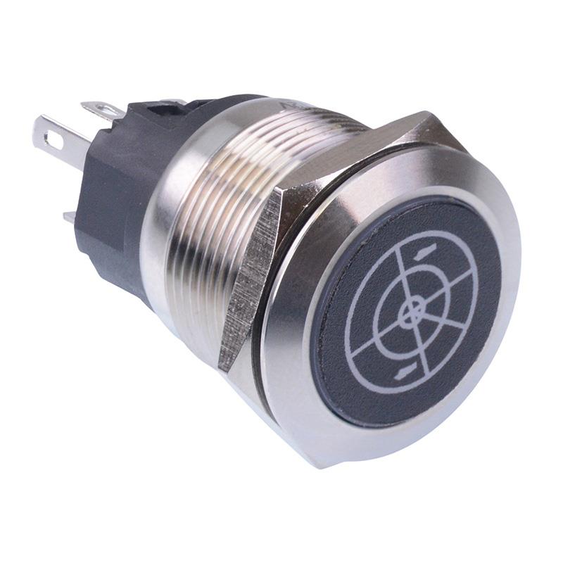 Sonar' White LED Momentary 22mm Vandal Push Button Switch SPDT 12V