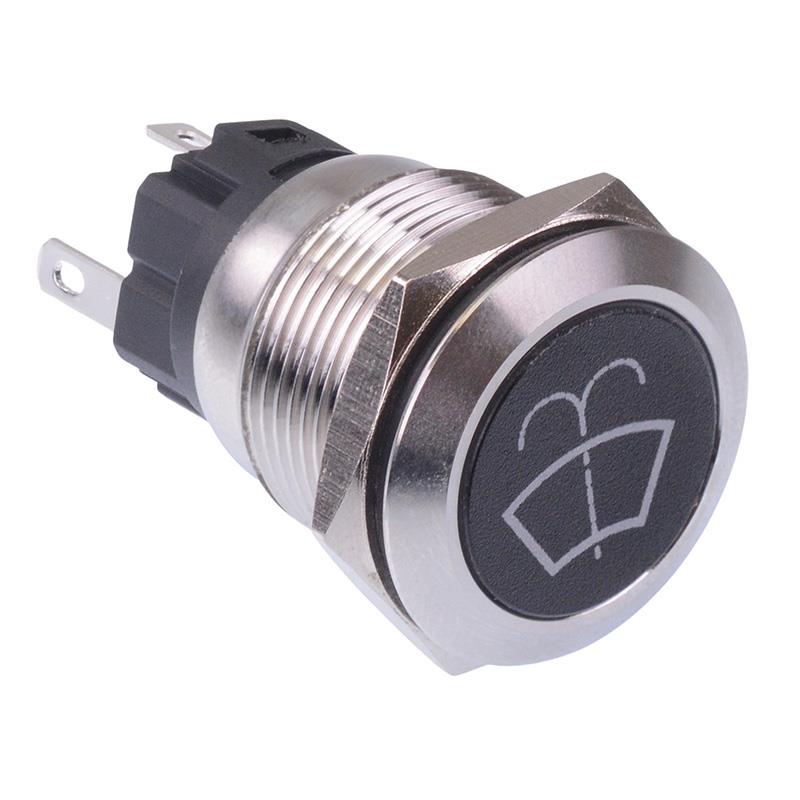 Window Washer' Blue LED Latching 19mm Vandal Push Button Switch SPDT 12V
