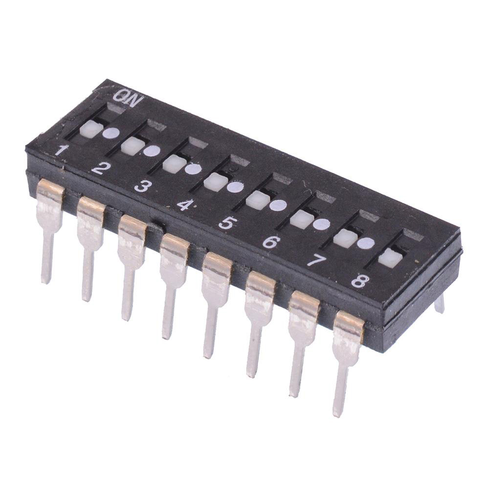 IK0800000 8-Way PCB DIP Switch Flush Actuator SPST