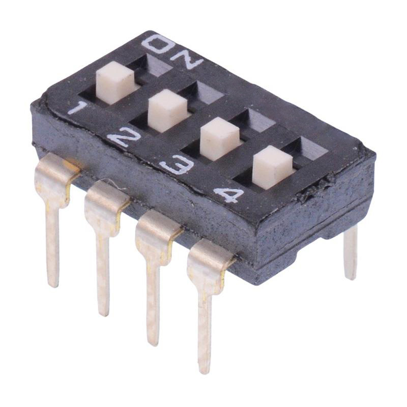 NDI-04HV 4-Way 2.54mm Low Profile PCB Through Hole DIP Switch SPST