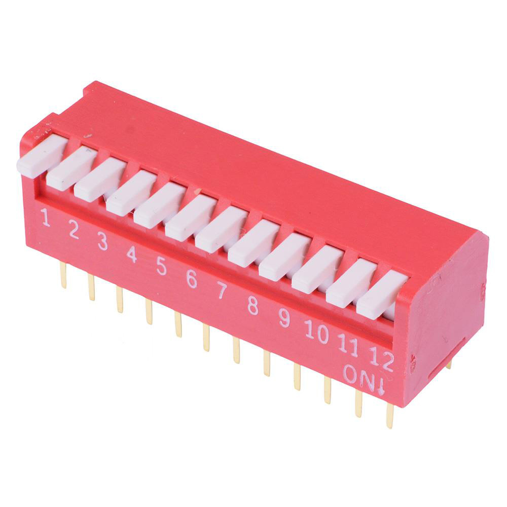 NDPL12V 12-Way Long Actuator Piano DIP Switch SPST