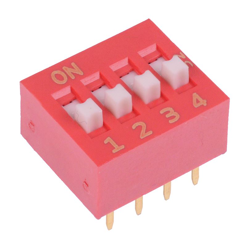NDS-04-V 4 Way Raised Actuator DIP Switch SPST
