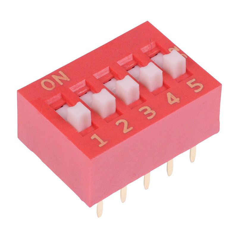 NDS-05-V 5 Way Raised Actuator DIP Switch SPST