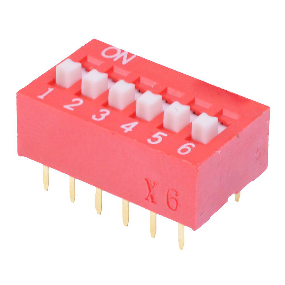 NDS-06-TV 6 Way Raised Actuator DIP Switch SPST