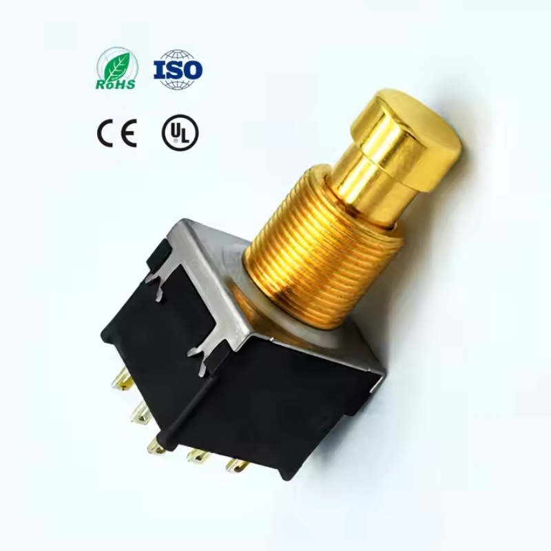 17mm Metal Shaft 9pin Spst Off Momentary Soft Touch Foot Switches With Latching for Guitar Effects