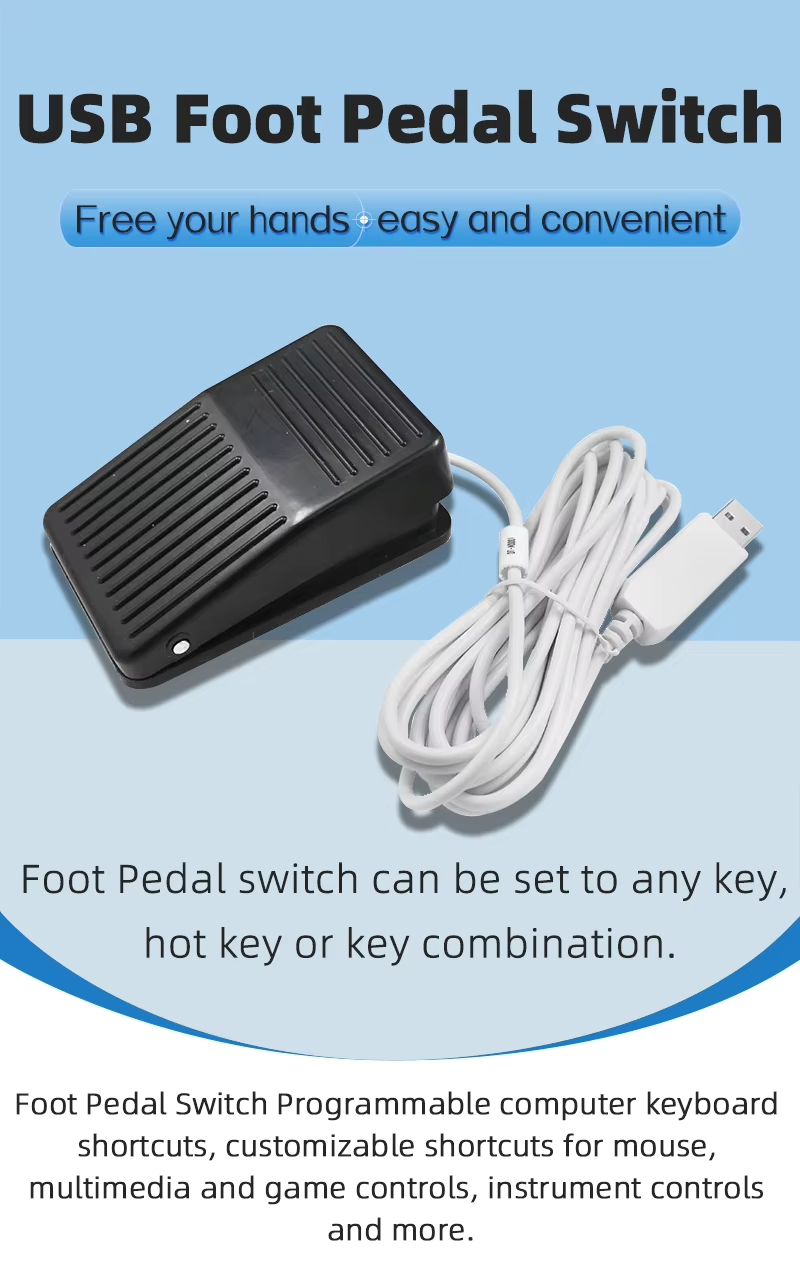 Electric Foot Control Switch 10m USB Power Cord Pedal Button Controller Sensor Programmable Key Value Equipment Foot Switches