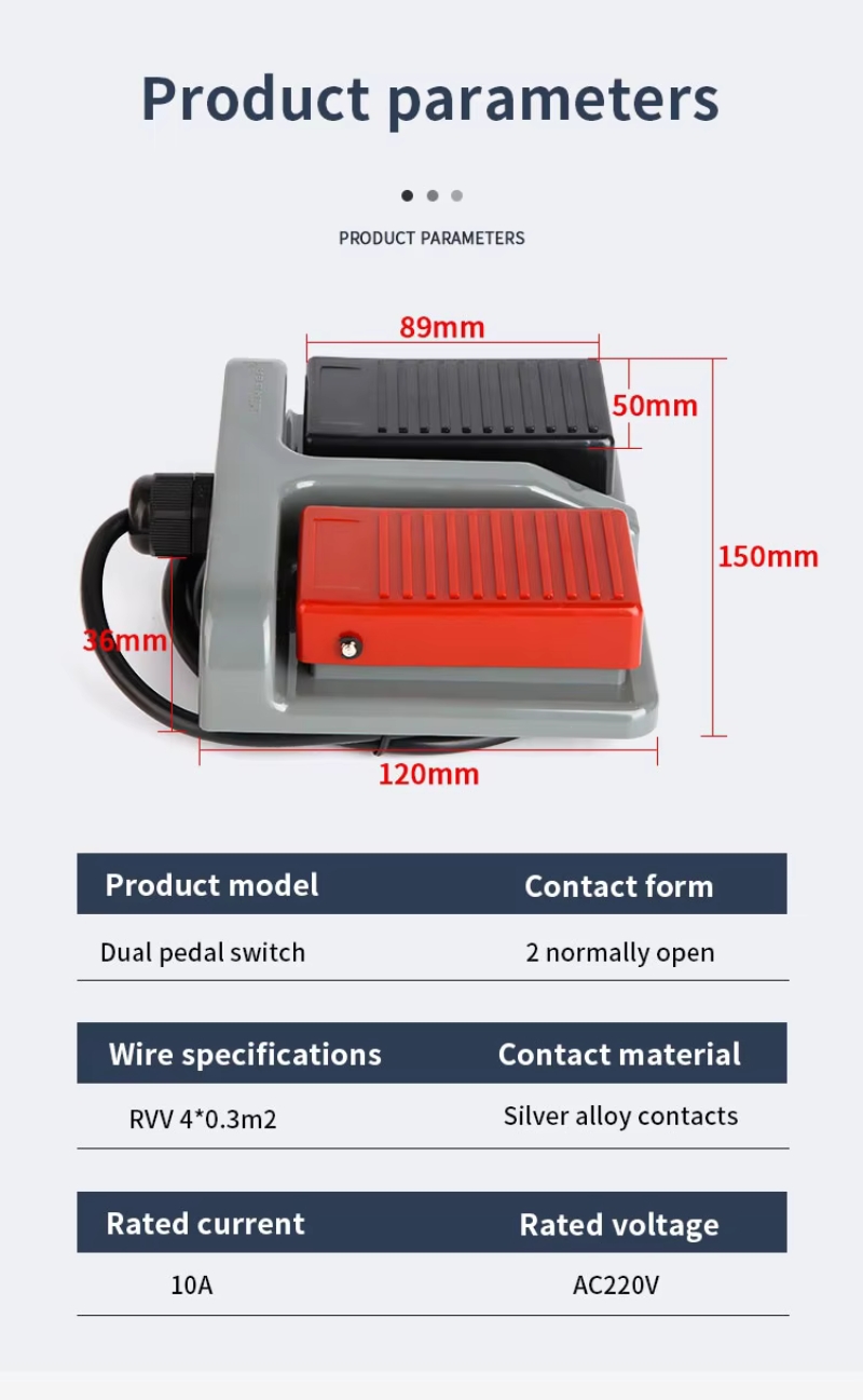 High Quality Double Foot Switches MDFS-65 Foot Switch 2NO Double Pedals