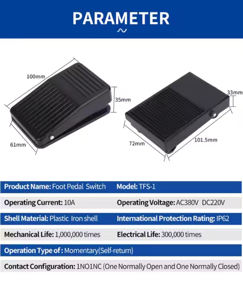 High Quality Foot Switches Iron FS-1 with 10cm Wires Metal Momentary Electric Power Foot Pedal Switch
