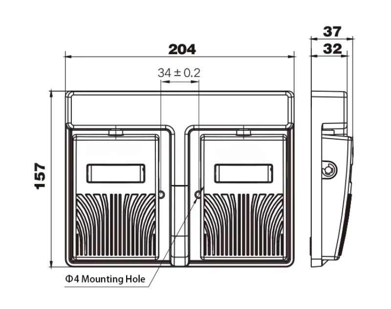 IP68 Waterproof Double Pedals Medical Foot Switches With 2 Meters Cable