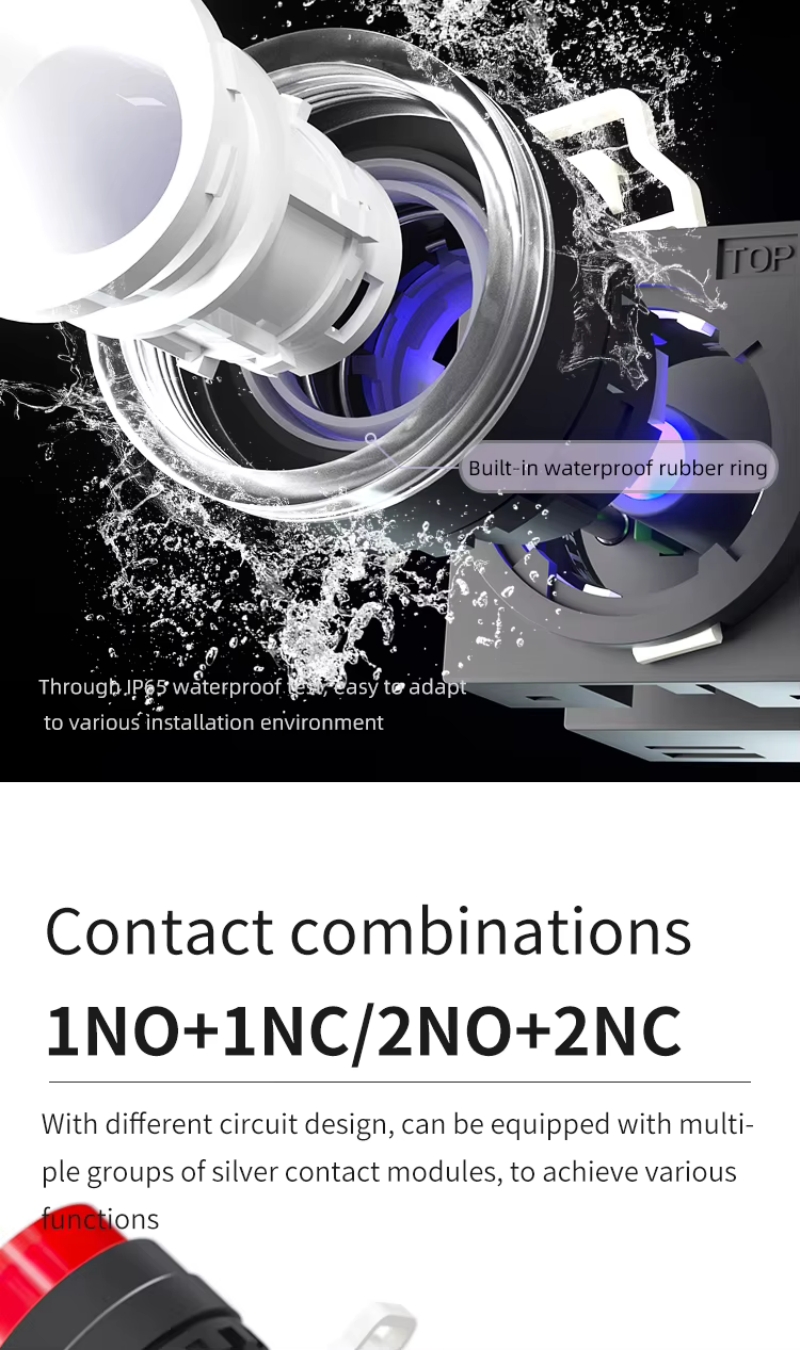 10a 600v latching no Normally open Flat head 22mm ip65 xb2 self-locking electrical industrial push button switches