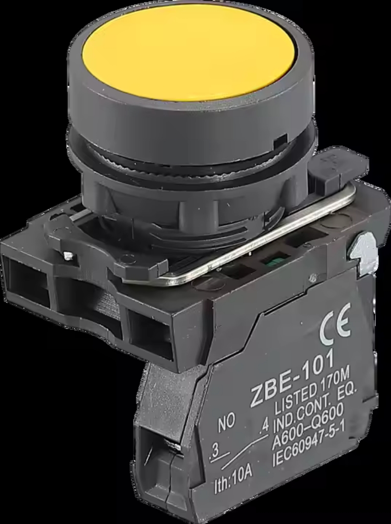 1NO electrical industrial push button switches 22mm round flat head plastic momentary push button switches