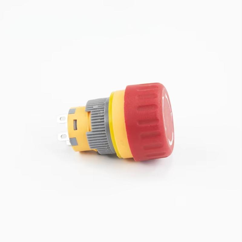 16mm Rotary Reset Waterproof IP65 Push Button Switch 1NO1NC 4 Pin Red Short Thin Mushroom Head 250v Emergency Stop Switches