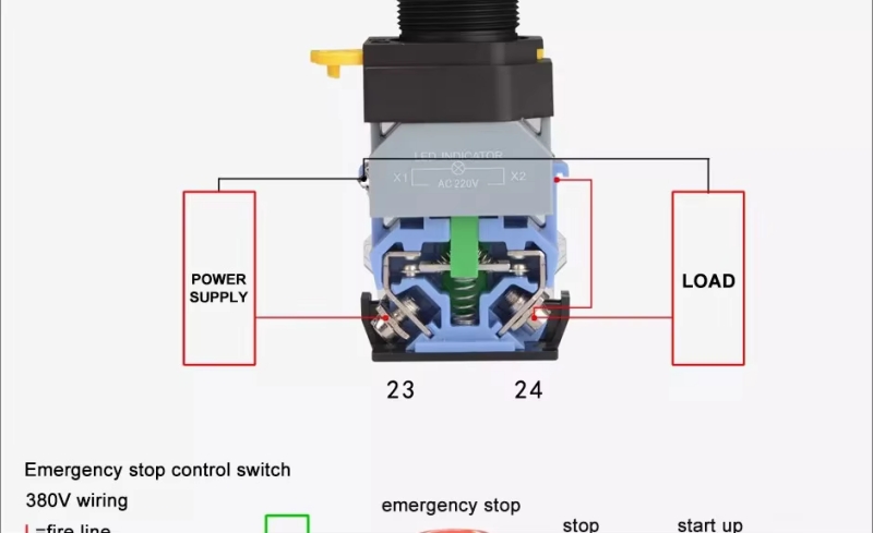 3pdt Emergency Stop Switches Flat Plastic Explosion Proof 220v Electric Key Knob Stay Put Momentary Push Button Switch