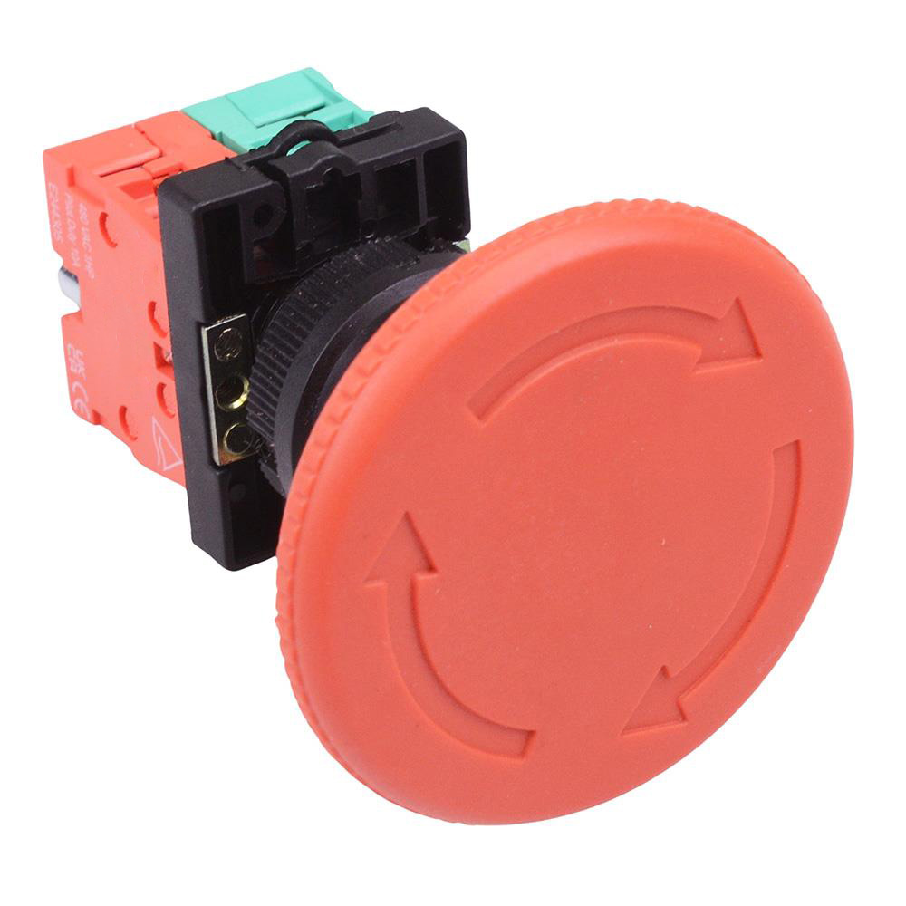 PtecMushT60 60mm Emergency Stop Button Switch Plastic 10A 1NO-1NC