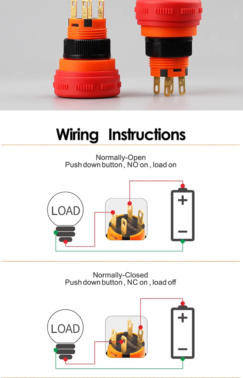 Self-Locking Push Button Switch Waterproof Emergency Stop Switches Plastic Mushroom Stop Switch