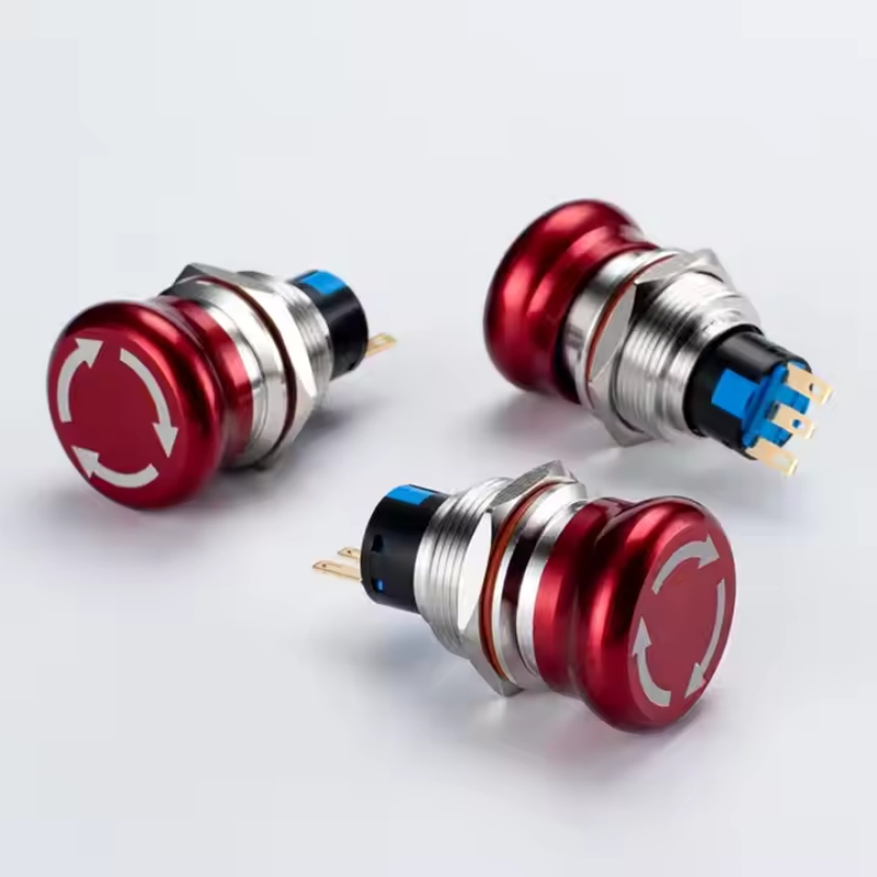 Stainless Steel Rotation-Releasing Rotary Metal Emergency Stop Switches Button Switch 16/19/22mm for Power Automation Equipment