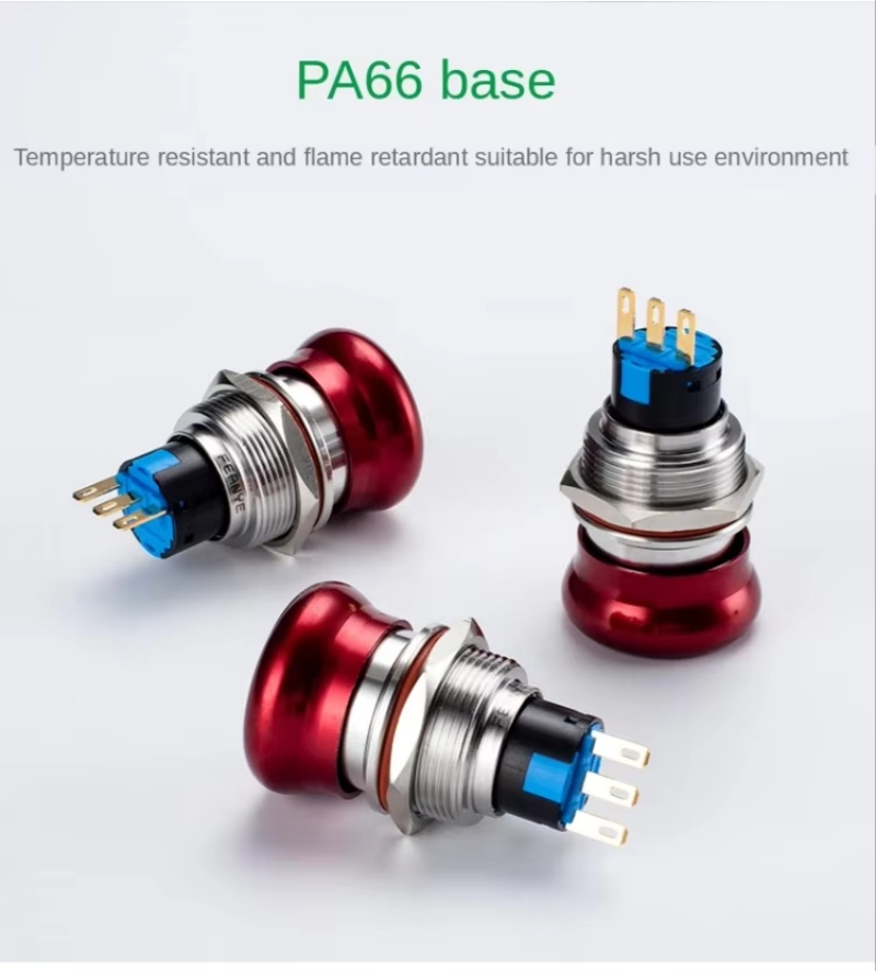 Stainless Steel Rotation-Releasing Rotary Metal Emergency Stop Switches Button Switch 16/19/22mm for Power Automation Equipment