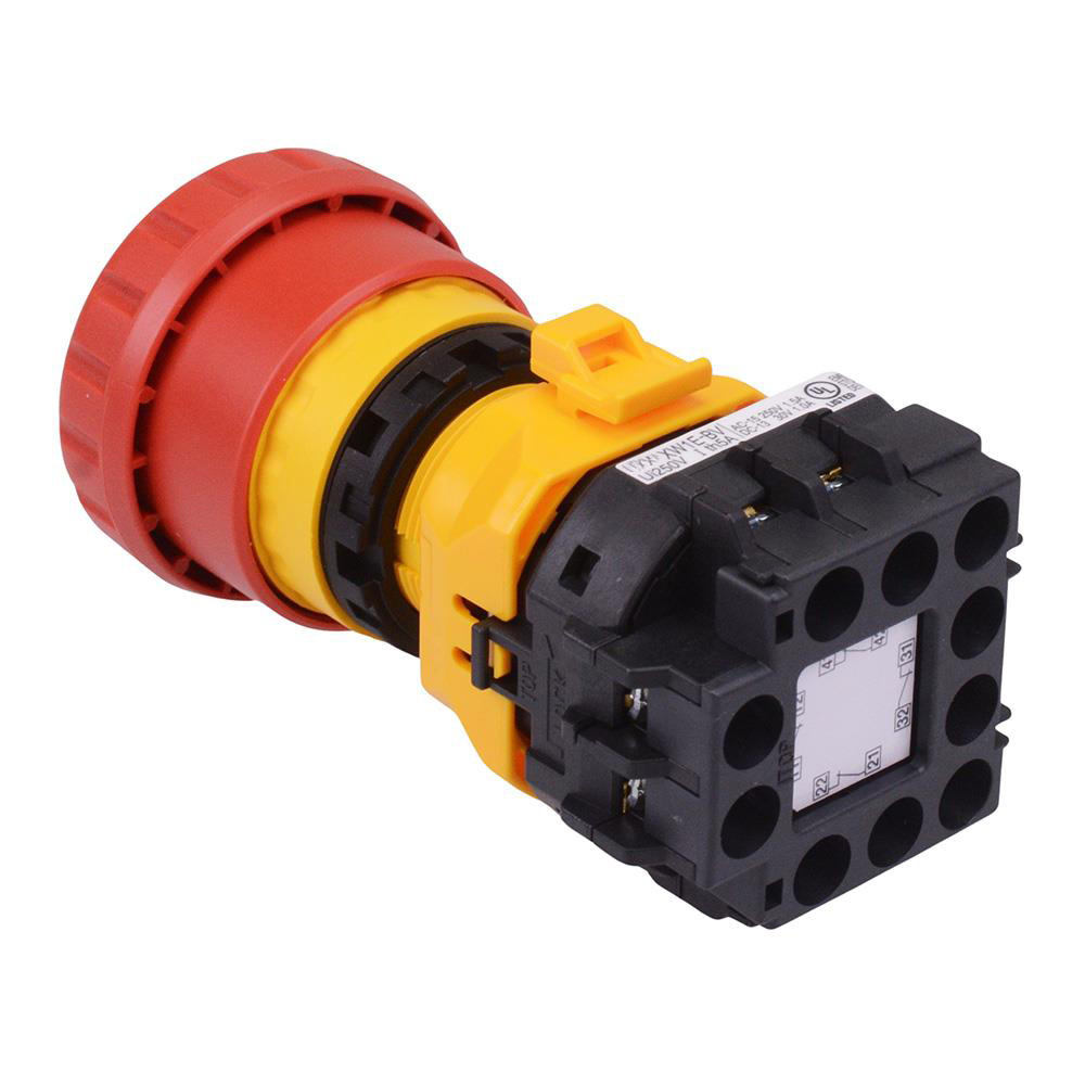 XW1E-BV404MFR 22mm Emergency Stop Switch 4NC