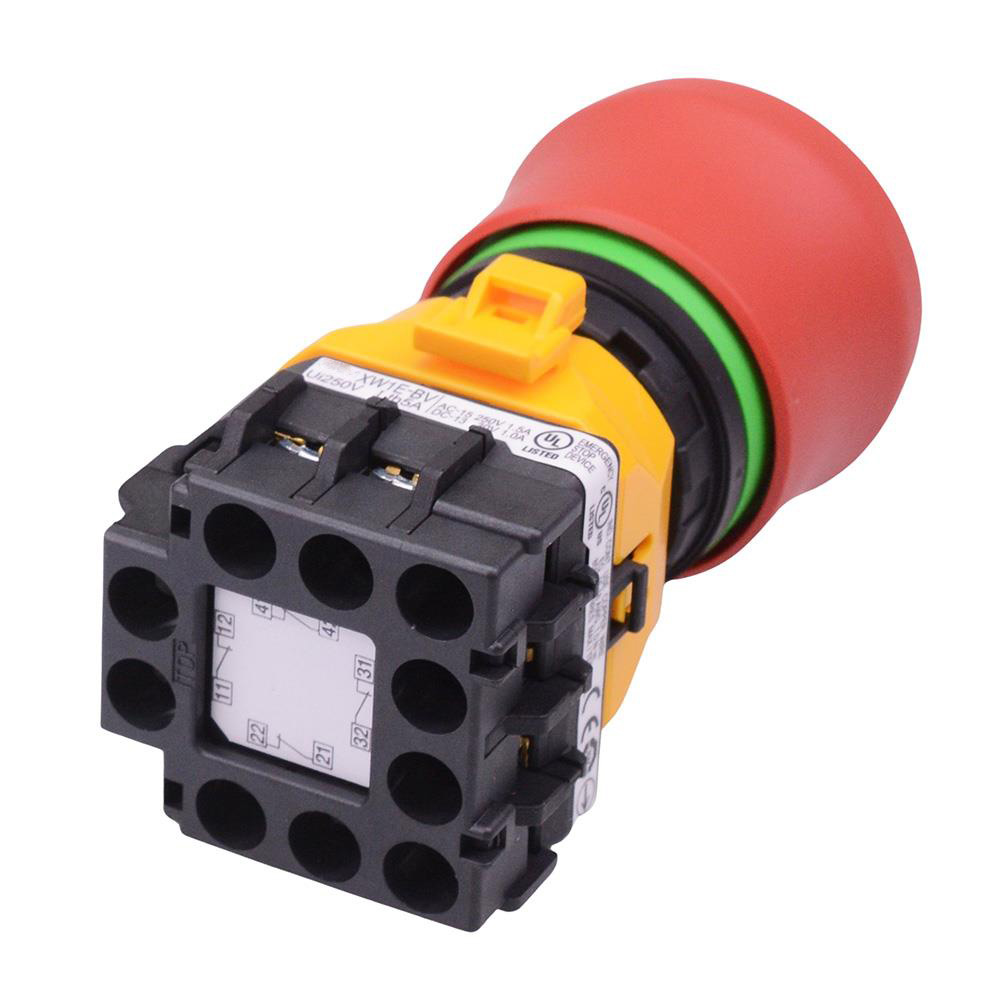 XW1E-BV4TG04MFR 22mm Emergency Stop Switch Green Indicator 4NC