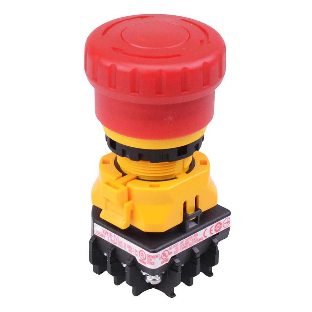 XW1E-TV403Q4MR illuminated 22mm Emergency Stop Switch 3NC
