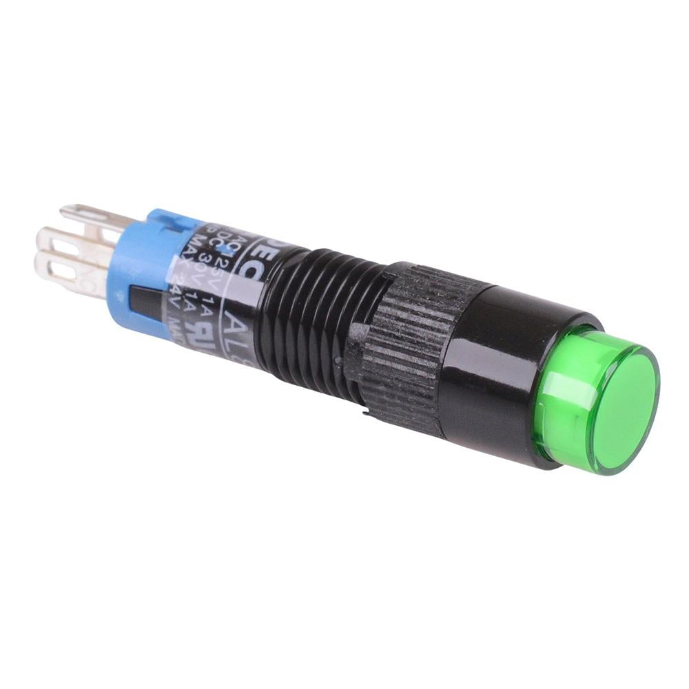 AL8M-M11G Green 8mm Illuminated Momentary Round Push Button Switch SPDT